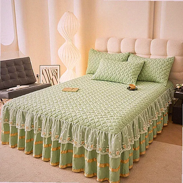 1PC Cloud Cotton Lace Embroidered Padded Bed Skirt Single Bed Skirt NoPillowcase