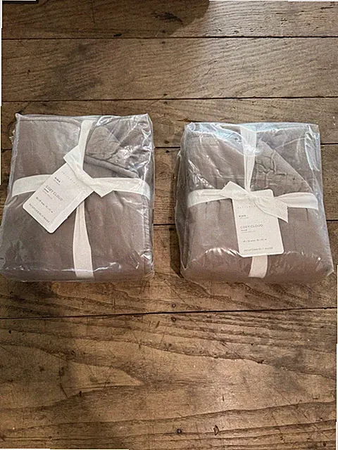 2 New Pottery Barn Quilted King Size Pillow Shams Mocha Brown Cozy Cloud