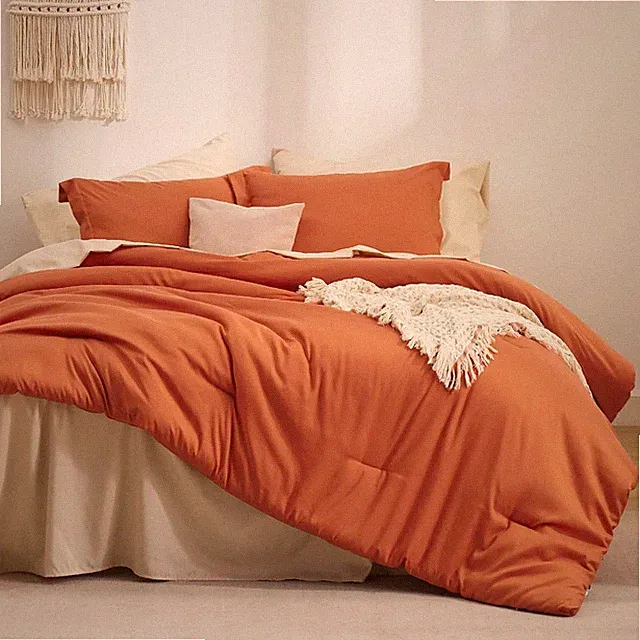 Bedsure King Size Comforter Set - 7 Pieces Burnt Orange King Bedding Set for All