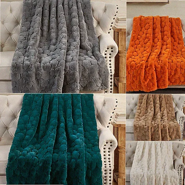 Cloud Carved Faux Fur Throw Blanket – Luxurious, Soft & Reversible Micromink