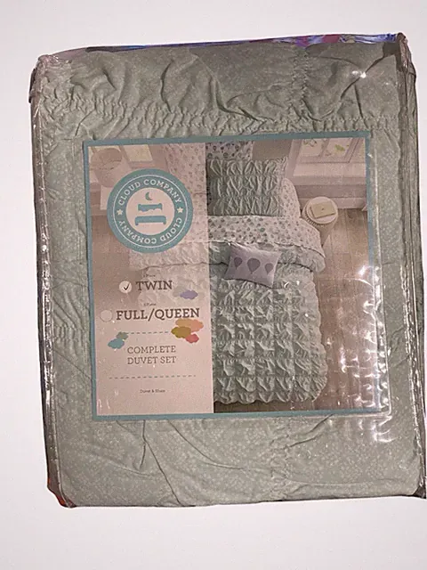 Cloud Company Complete Duvet Set Twin 2 Piece 1 Duvet 66x86 1 Sham 20x26 Mint