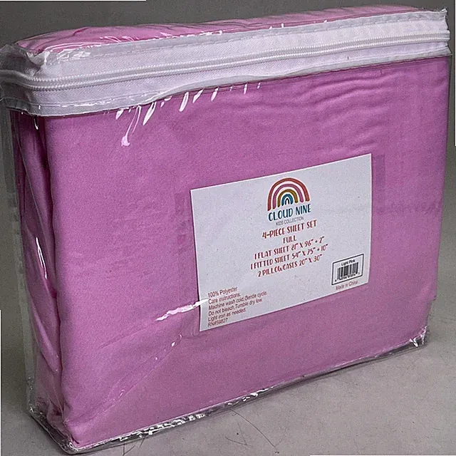 CLOUD NINE Kids Collection 4-Piece Sheet Set Full Flat Fitted Pillowcases Pink