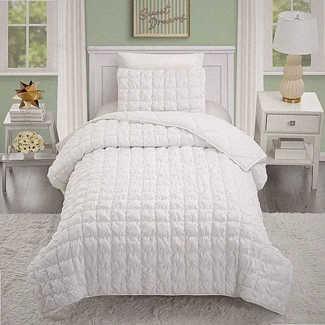 Dreamy Clouds Solid All Seasons Marshmallow Quilt Set, 2 Piece Soft Microfiber T