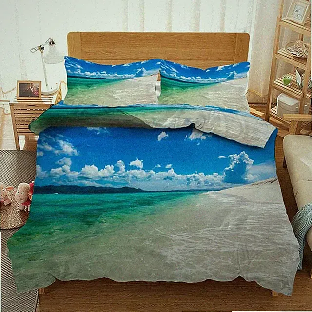 Green Sand Clouds 3D Printing Duvet Quilt Doona Covers Pillow Case Bedding Sets