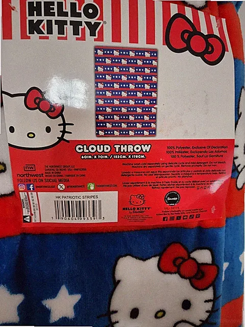 Hello Kitty Cloud Throw Blanket 60 x 70 in Polyester Stars & Stripes Patriotic