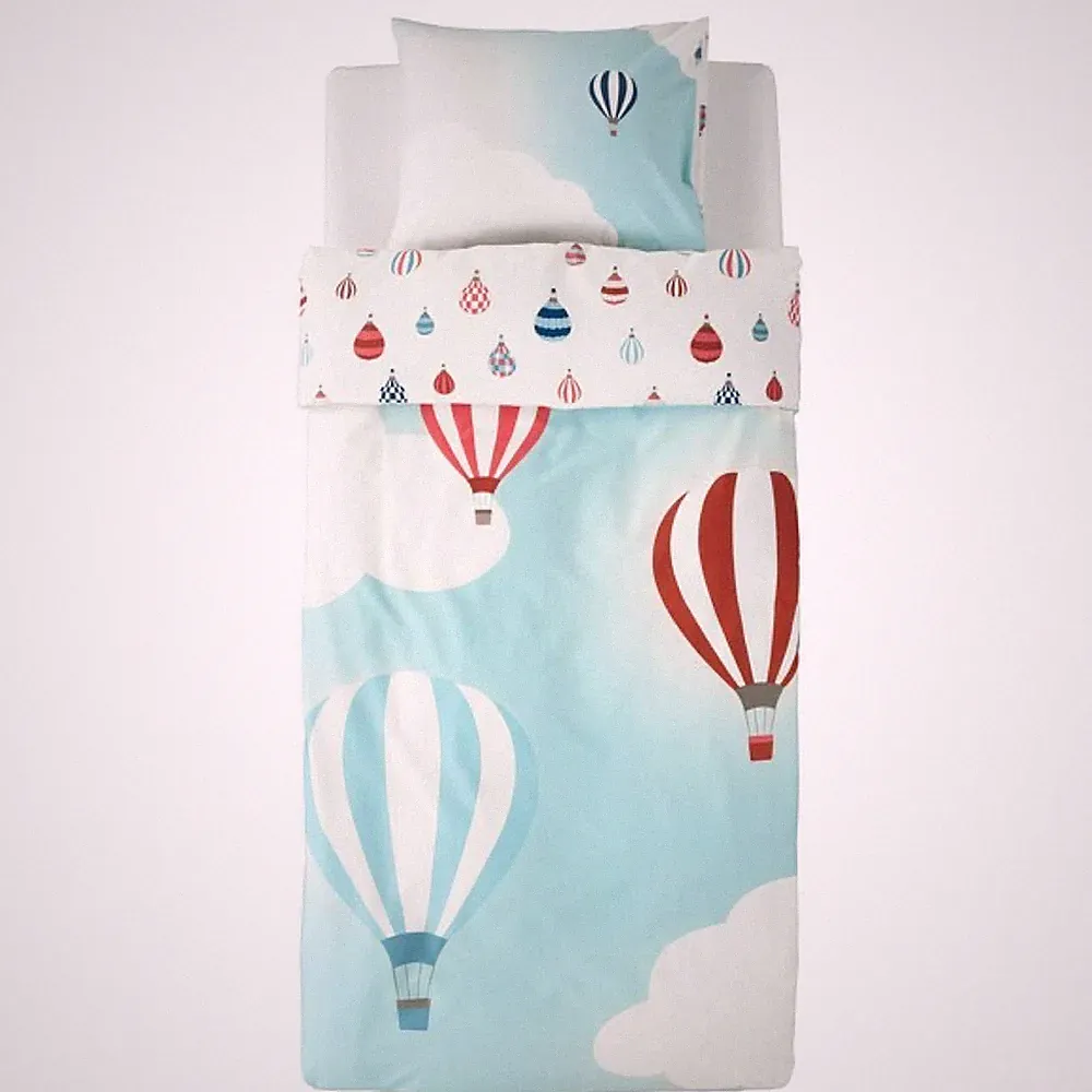 IKEA UPPTAG Duvet Cover Pillowcase Bed Set Sky Clouds Balloons 704.403.12-NEW