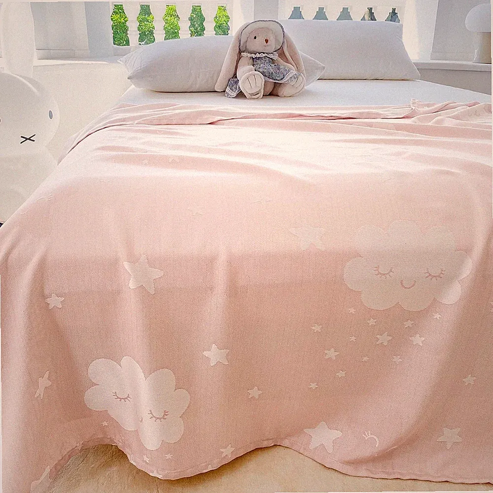 Kids Cooling Blanket, Soft Summer Throw for Hot Sleepers, Pink Cloud