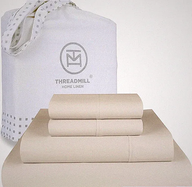 Luxury 1200 Thread Count Supima Cotton Full Bed Sheets Set - 4 Pc Beige