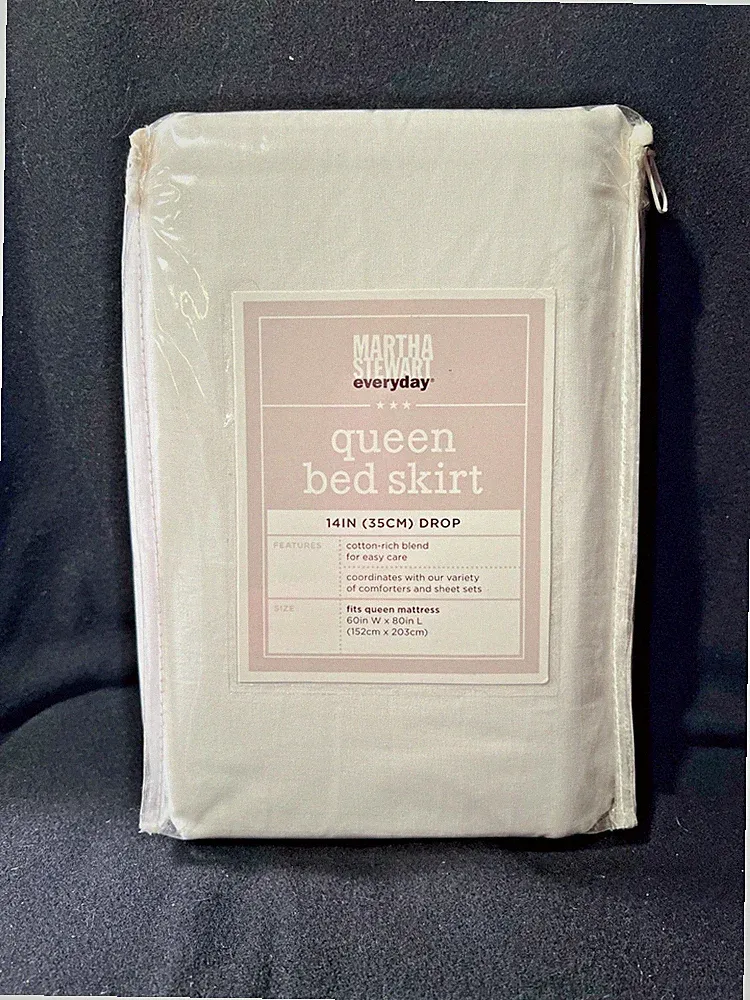 New!! Never Used! Martha Stewart White Queen Size Bed Skirt 14" Drop Home Decor