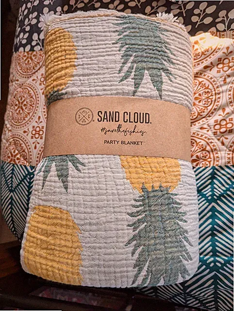 NEW Sand Cloud Pineapple Party Blanket 90" X 90" 100% Turkish Organic Cotton