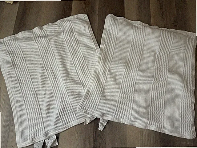 Pair of West Elm Cotton Cloud Jersey EURO SHAMS White - Striped, Cotton 26"x26"