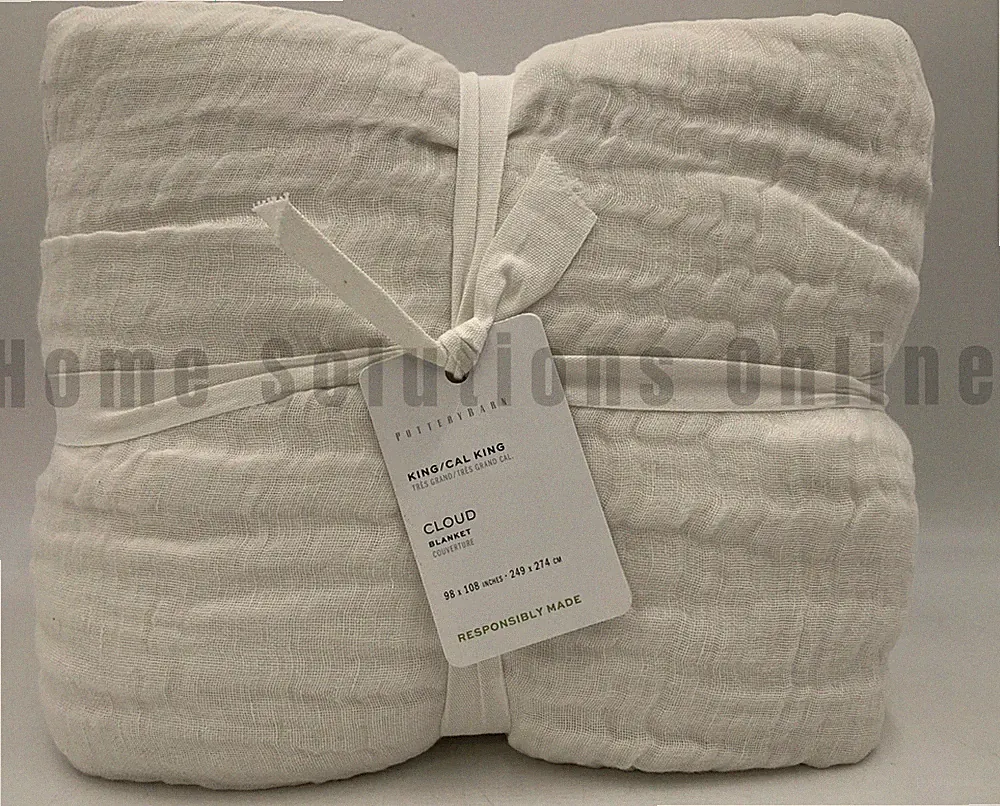 Pottery Barn Cloud Cotton Linen Blanket White King Cal #S4057