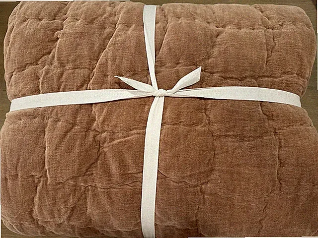 Pottery Barn Cozy Cloud cotton chenille Handcrafted Quilt Full Queen Rosewood