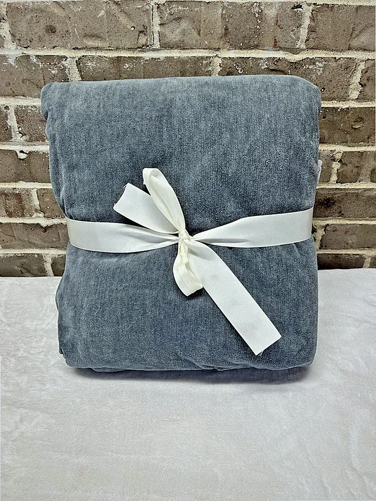 Pottery Barn Cozy Cloud Duvet Cover STEEL BLUE Bedding KING / Calif Buttons NEW