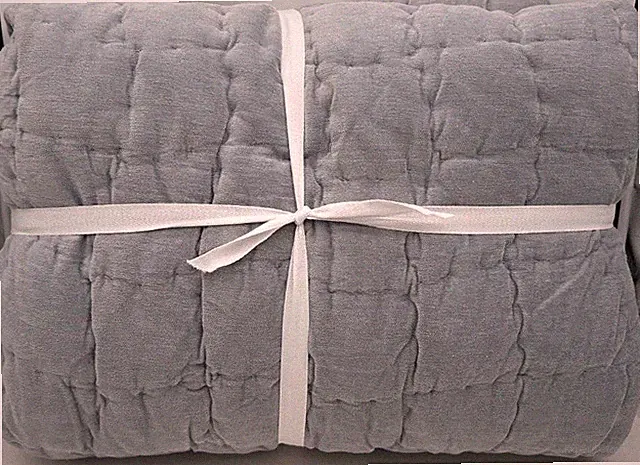 Pottery Barn Cozy Cloud Handcrafted FULL / QUEEN Quilt ~ Chambray Blue