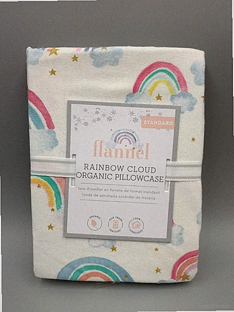 Pottery Barn Flannel Rainbow Cloud Organic Standard Pillowcase #H15
