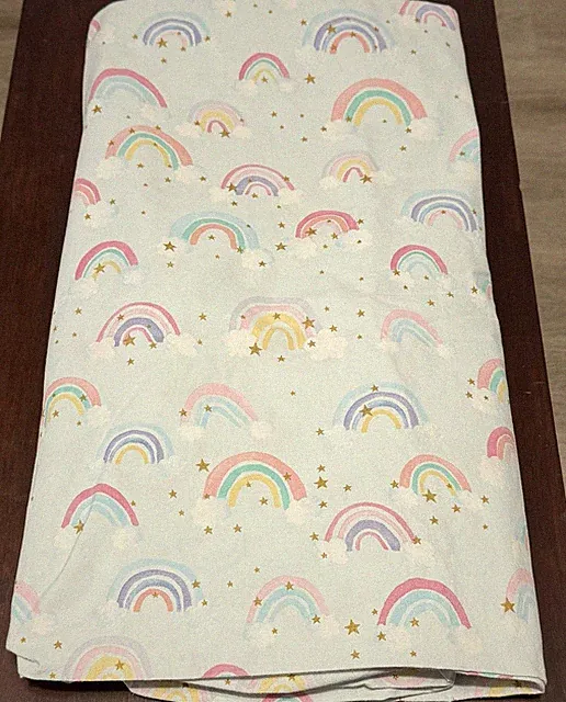Pottery Barn Kids Rainbow Cloud Blue Full Organic Top Flat Sheet