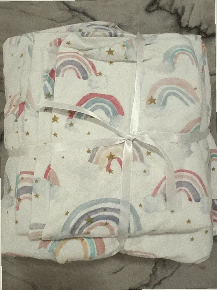 Pottery Barn Kids Rainbow Cloud Organic Sheet Set Flannel Twin