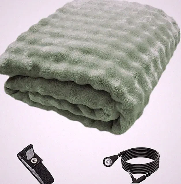 Queen Size Grounding Blanket for Sleep & Pain Relief - Green Throw