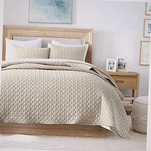 Quilt Set Twin Size Bedspread, Modern Style Quilted Twin(68" x 86") Beige