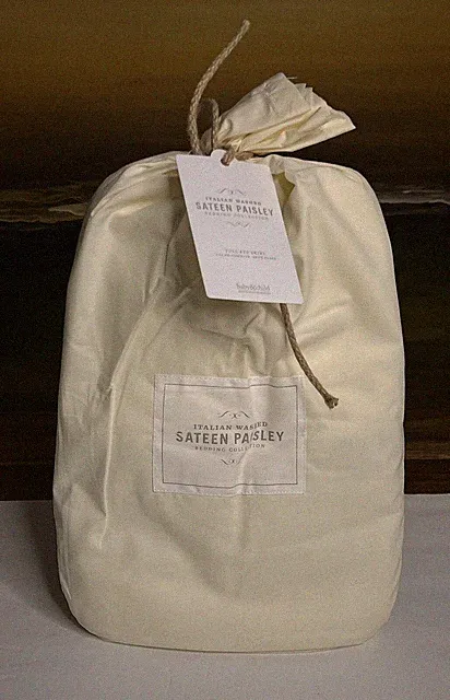 Restoration Hardware Italian Washed Sateen Paisley Full Bed Skirt Cloud NEW $159