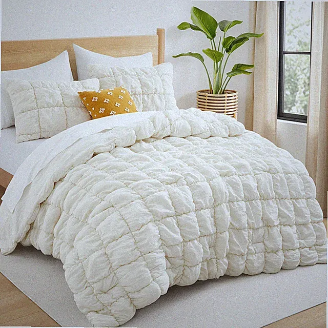Ultra Soft 3D Marshmallow Comforter Set Textured Cloud Quilt Bedding w/ Shams