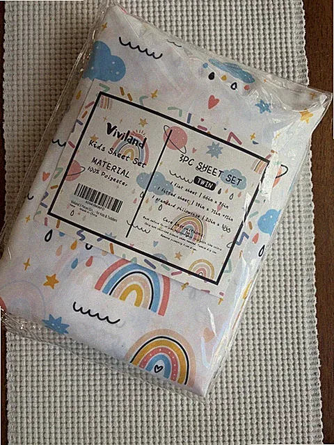 Viviland Kids Sheet Set 3 Pc Twin / Clouds, Rainbows, Stars, Planets/Polyester