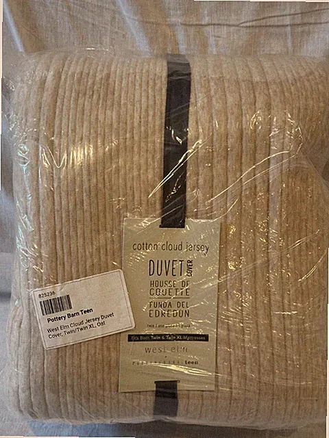 West Elm Pottery Barn Teen Cotton Cloud Jersey Twin /Twin XL Duvet Cover Oatmeal