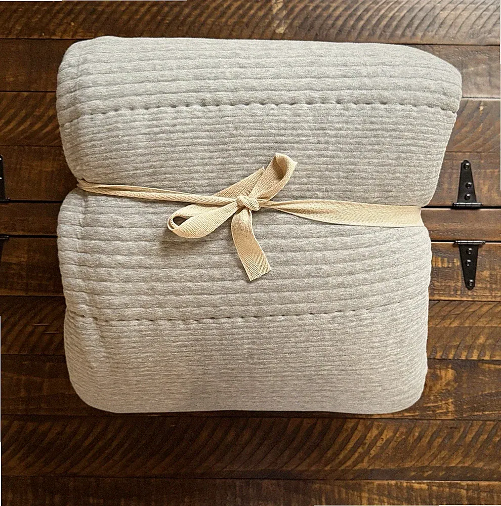 West Elm x PB Teen Cotton Cloud Jersey Comforter Quilt - Med Grey Twin/ XL NWOT